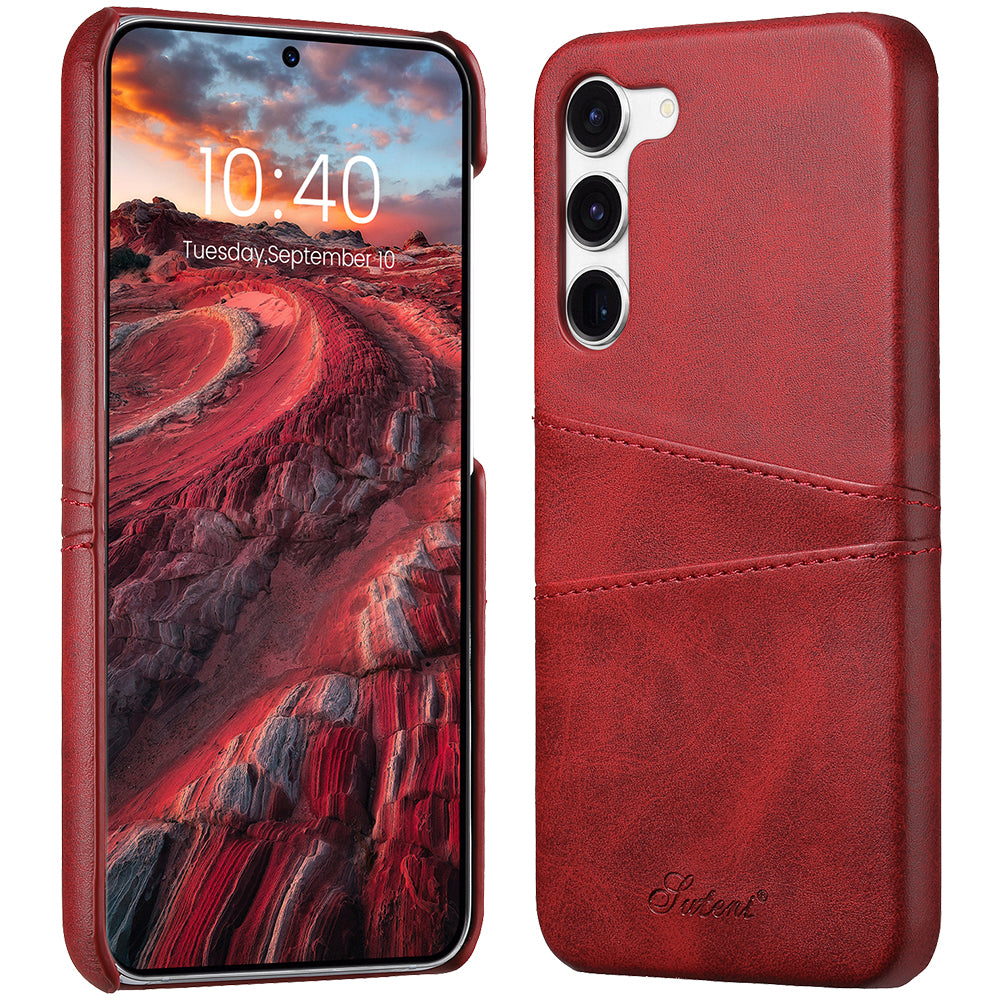 SUTENI For Samsung Galaxy S23 PU Leather Coated PC Phone Case Calf Texture Drop-proof Cover with Card Slots SUTENI For Samsung Galaxy S23 PU Leather Coated PC Phone Case Calf Texture Drop-proof Cover with Card Slots